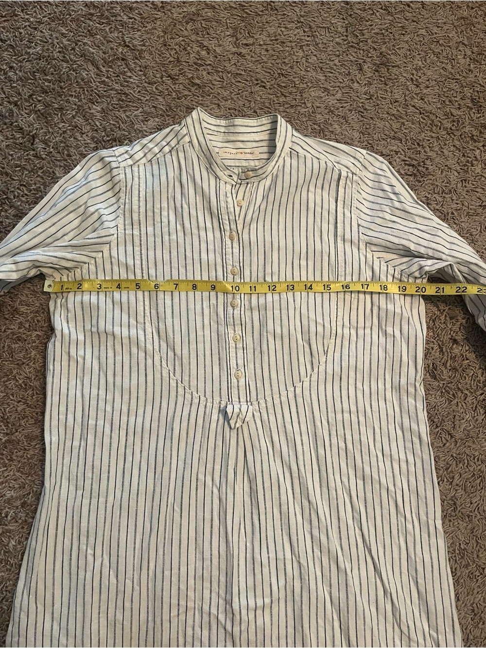 Imogene + Willie Pinstriped Cotton Shirt Dress Sz 2 USA Made Coastal Cowgirl - Picture 10 of 12